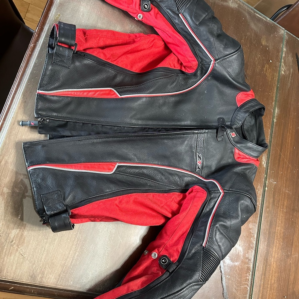 Men's Black and Red Z1R dart Leather Jacket